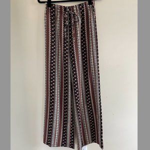 Floral Print Tie Front Wide Leg Pants